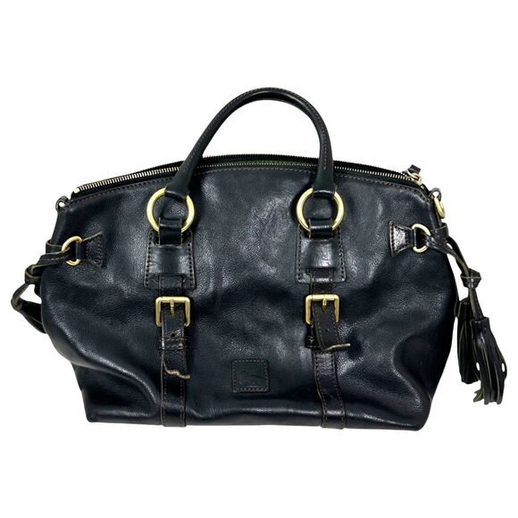 Dooney & Bourke Florentine Bristol Italian Leather Satchel Purse Handbag Black - Picture 1 of 6